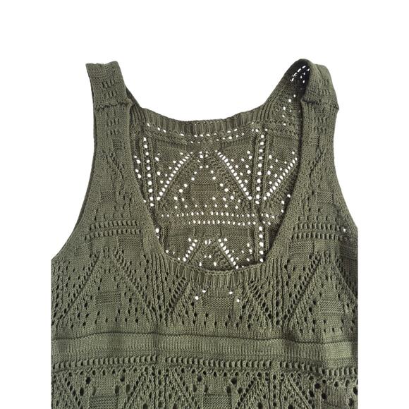 Cider Crochet Dress Green Open Knit Lined Sleeveless Sz S Boho Festival Summer - Picture 3 of 8